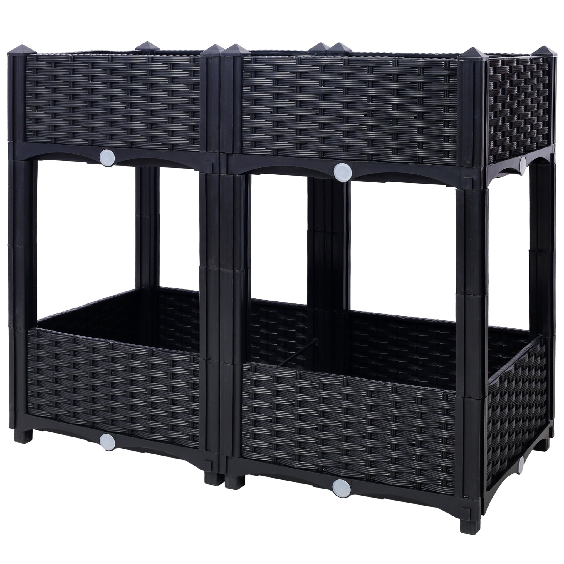 Planter Raised Beds - Elevated Planter Garden Box with Drainage Plug Raised Garden Beds for Vegetable/Flower/Herb Outdoor Standing Planter Beds Gardening Kit,Black,31.5"x15.7"x27.7"