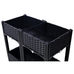 Planter Raised Beds - Elevated Planter Garden Box with Drainage Plug Raised Garden Beds for Vegetable/Flower/Herb Outdoor Standing Planter Beds Gardening Kit,Black,31.5"x15.7"x27.7"