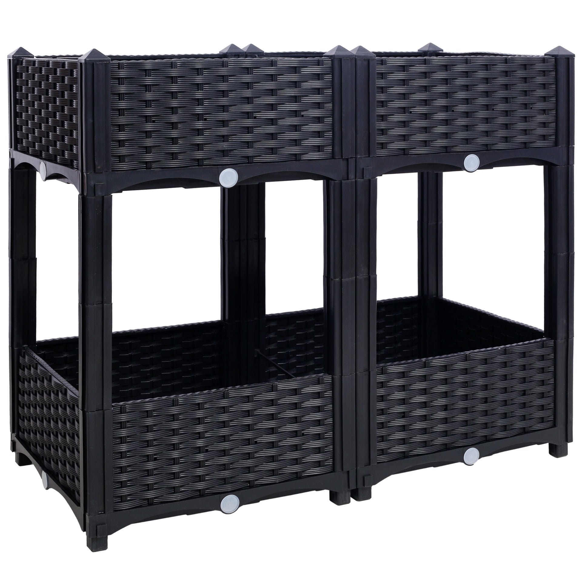 Planter Raised Beds - Elevated Planter Garden Box with Drainage Plug Raised Garden Beds for Vegetable/Flower/Herb Outdoor Standing Planter Beds Gardening Kit,Black,31.5"x15.7"x27.7"
