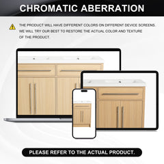 48" Freestanding Bathroom Vanity with Resin Sink, 4-Soft Closing Door, Original Oak, Plywood (KD-PACKING)