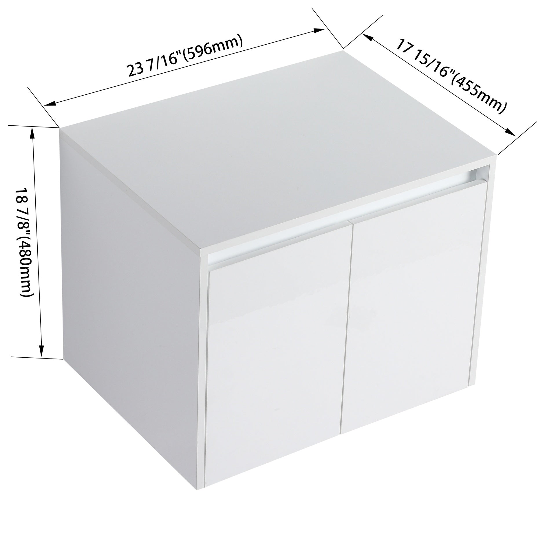 24" Bathroom Wall Cabinet, 2-Soft Close Doors, Float Mounting Design,Glossy White,(KD-Packing)