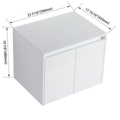 24" Bathroom Wall Cabinet, 2-Soft Close Doors, Float Mounting Design,Glossy White,(KD-Packing)