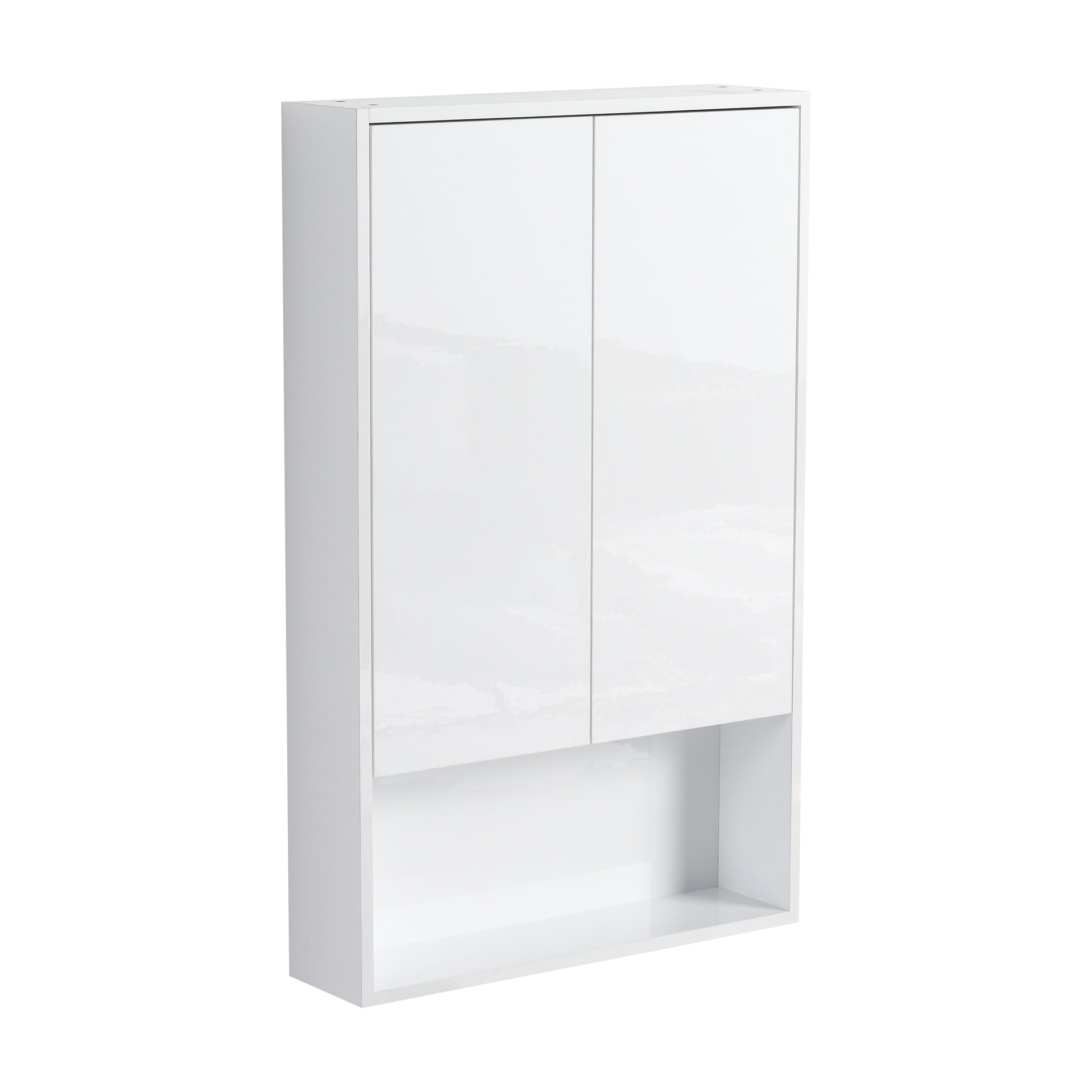 24" Bathroom Wall Cabinet, Soft Close Doors, Float Mounting Design,Glossy White,(KD-Packing)