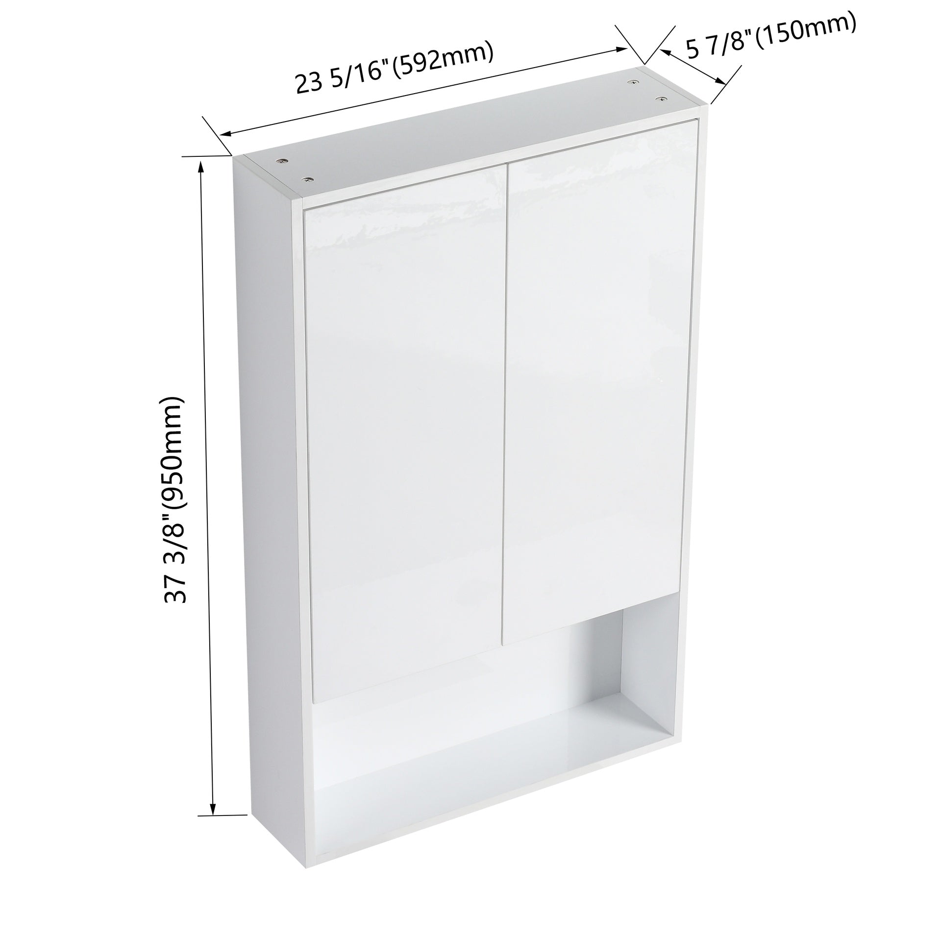 24" Bathroom Wall Cabinet, Soft Close Doors, Float Mounting Design,Glossy White,(KD-Packing)