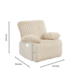 Manual Reclining Loveseat, Corduroy Recliner Sofa with Hidden Cup Holders, Recliner Couch for Living Room Home Theater, Beige