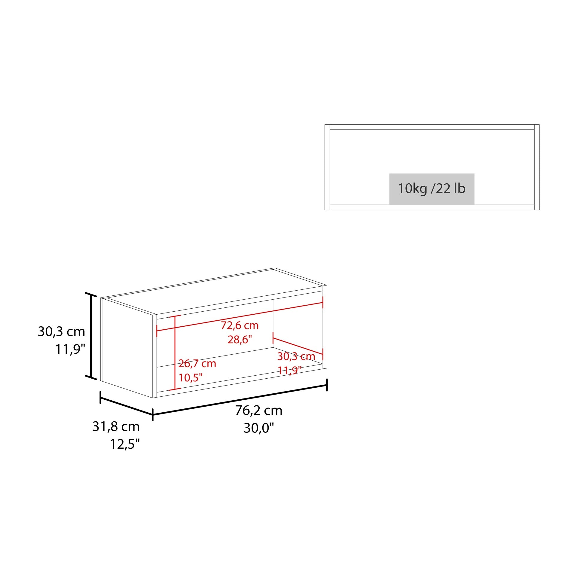 Wall Cabinet 12" H, 1 Spacious Shelf, White