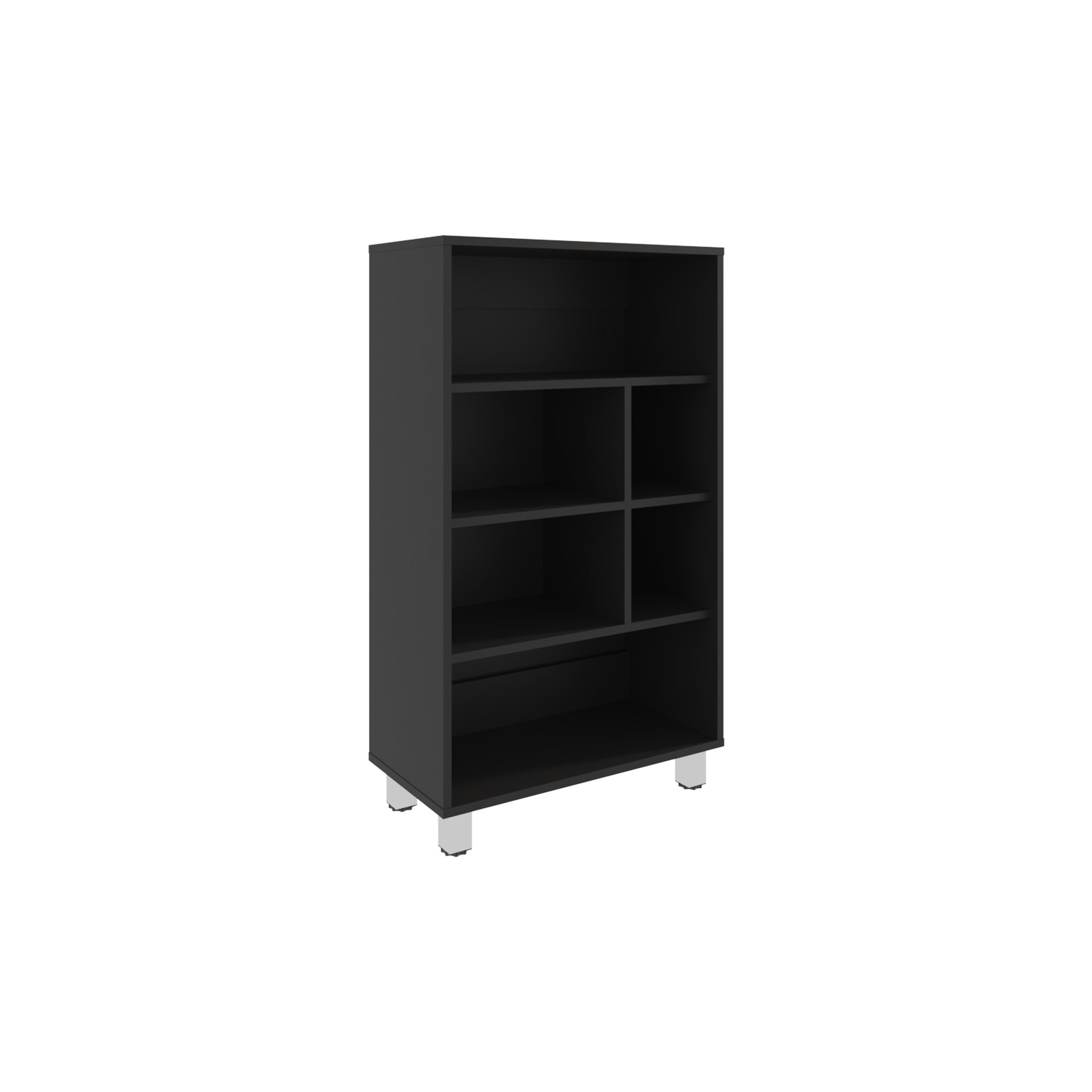 Bellagio 40" Tall Four-Tier Shelf Narrow Bookcase Black