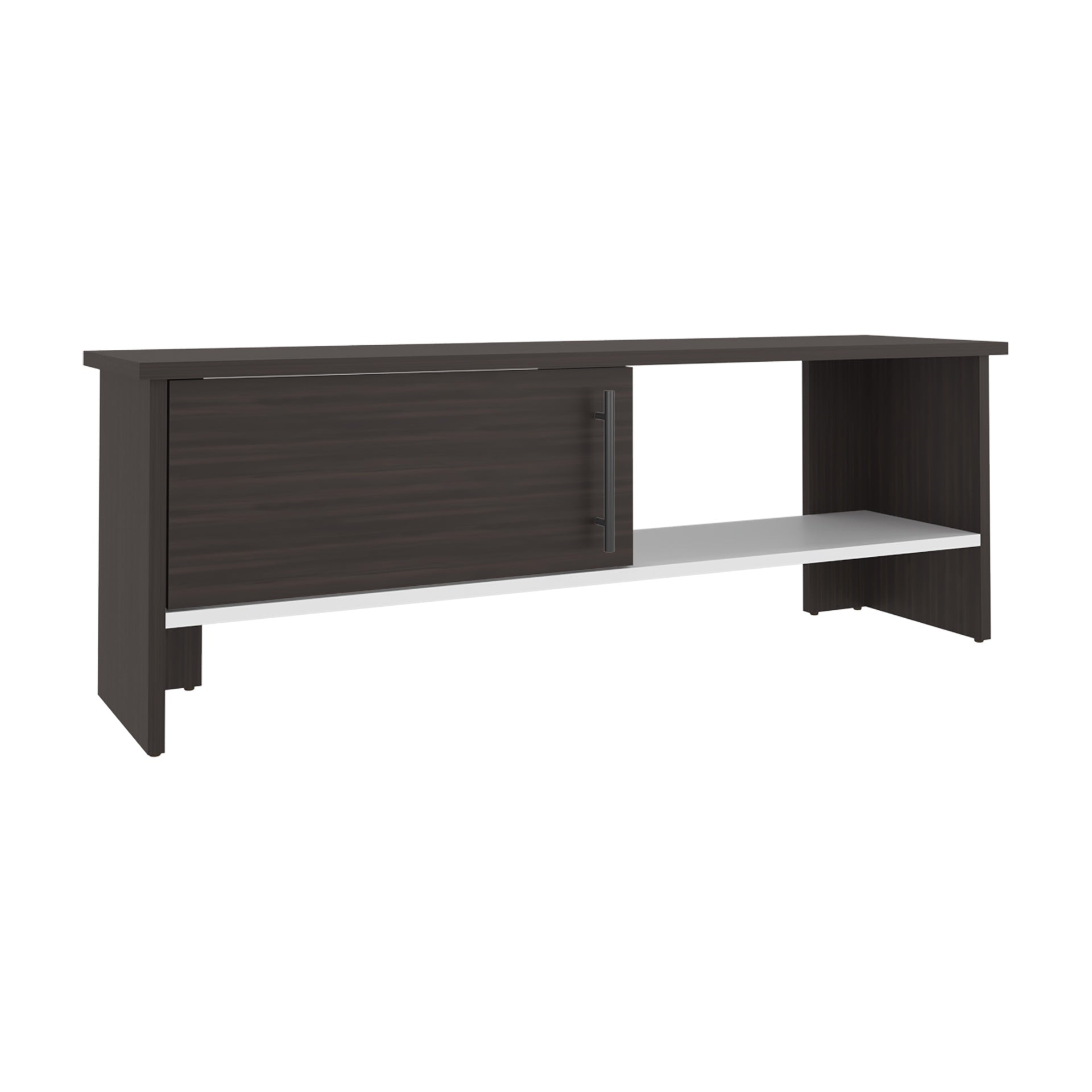 Navia 47" Wide Tv Stand with One Door Cabinet and Open Shelf  for Living Room, Entertainment Center Dark Walnut - White