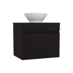 Vessel Sink Vanity Manchester, Two Drawers and Open Shelf, Black