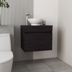 Vessel Sink Vanity Manchester, Two Drawers and Open Shelf, Black