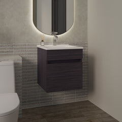Primavera 18" Wide Floating Bathroom Vanity, With One Cabinet And Two Shelves, Black