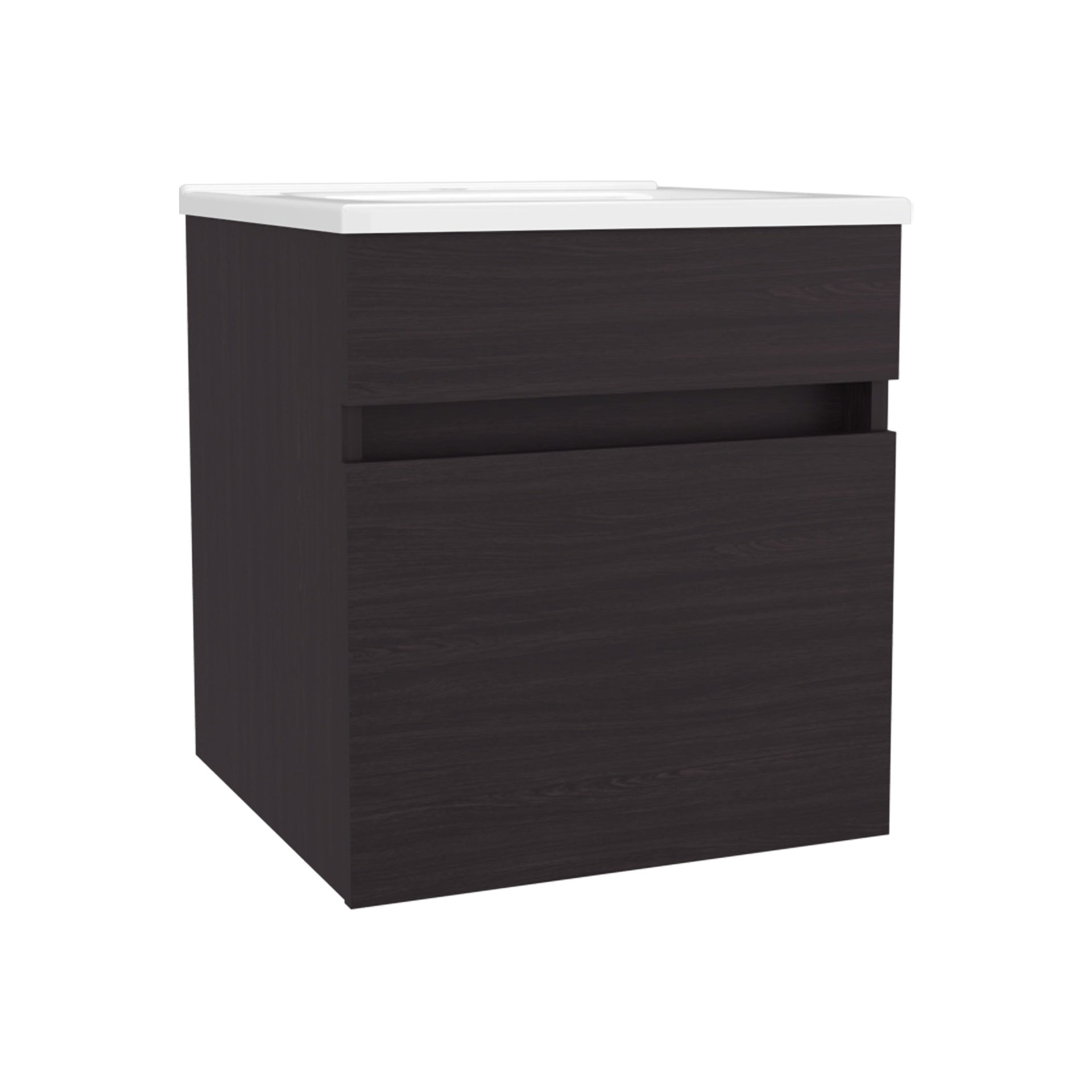 Primavera 18" Wide Floating Bathroom Vanity, With One Cabinet And Two Shelves, Black