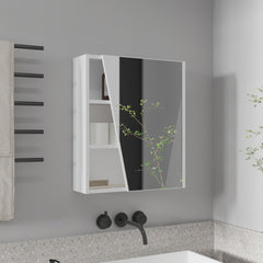 Quintana Wall-Mounted Mirror Medicine Cabinet With One Door And Four Open Compartments, White