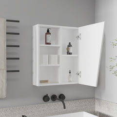 Quintana Wall-Mounted Mirror Medicine Cabinet With One Door And Four Open Compartments, White