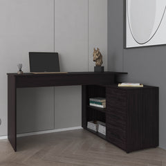 Upton L-Shape Home Office Desk, Studio, Bedroom, Library, Study Table, Work, Black