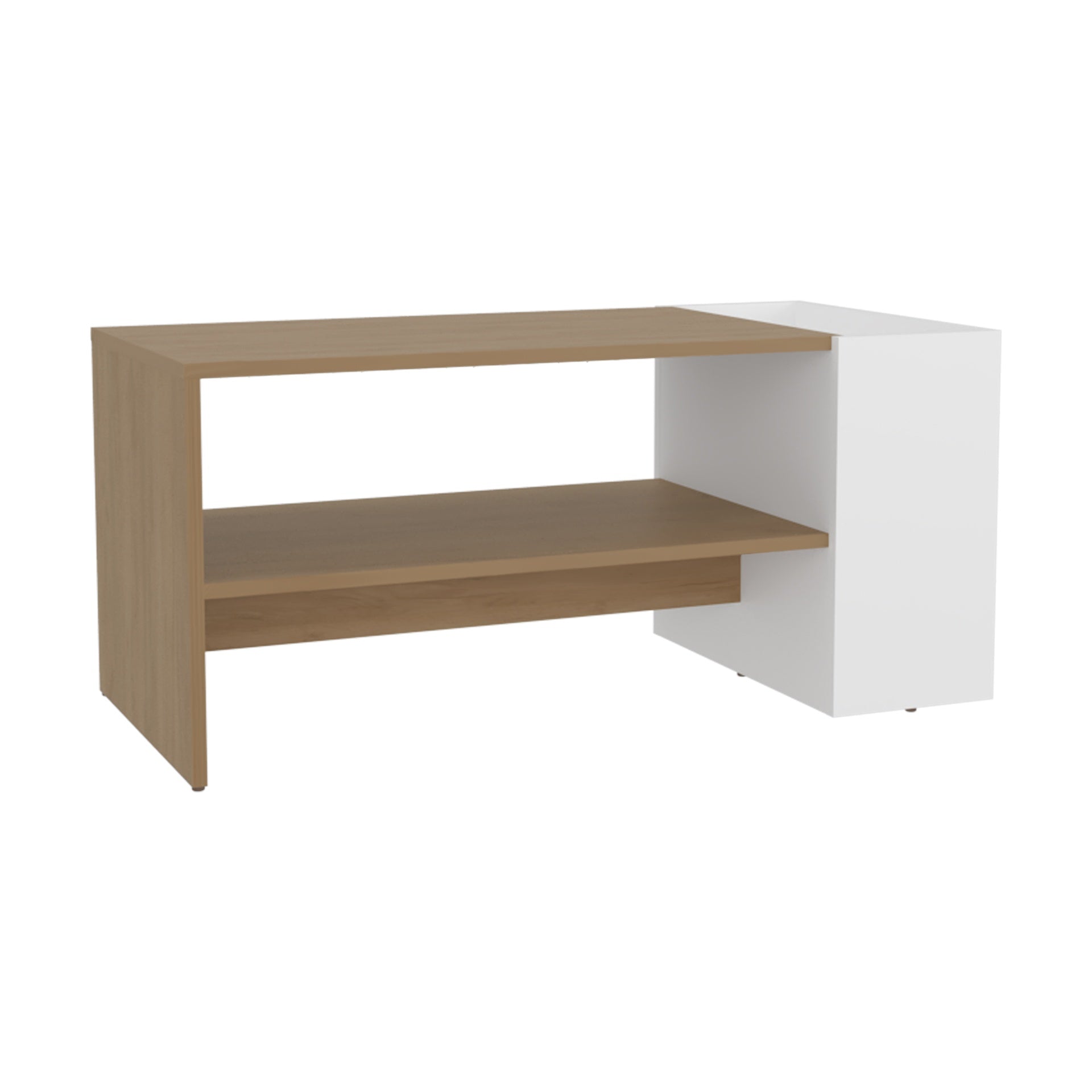 Arion Modern Coffee Table with Open Shelf Storage and One Big Drawer, Two-Tone Living Room Center Table with Wide Top Surface