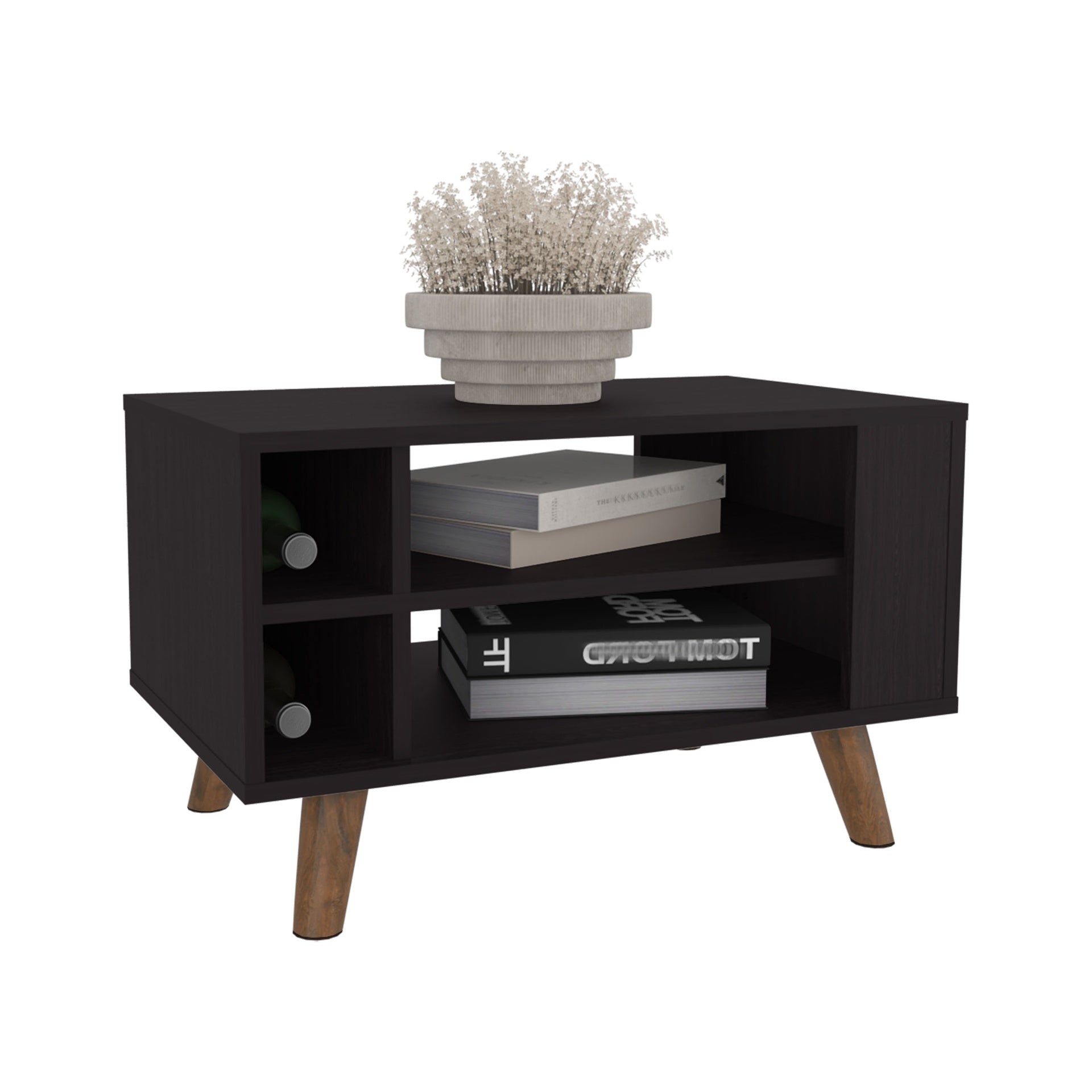 Shawnee Coffee Table with Two Spacious Open Storage Shelves and Rectangular Modern Design, Functional Living Room Center Table