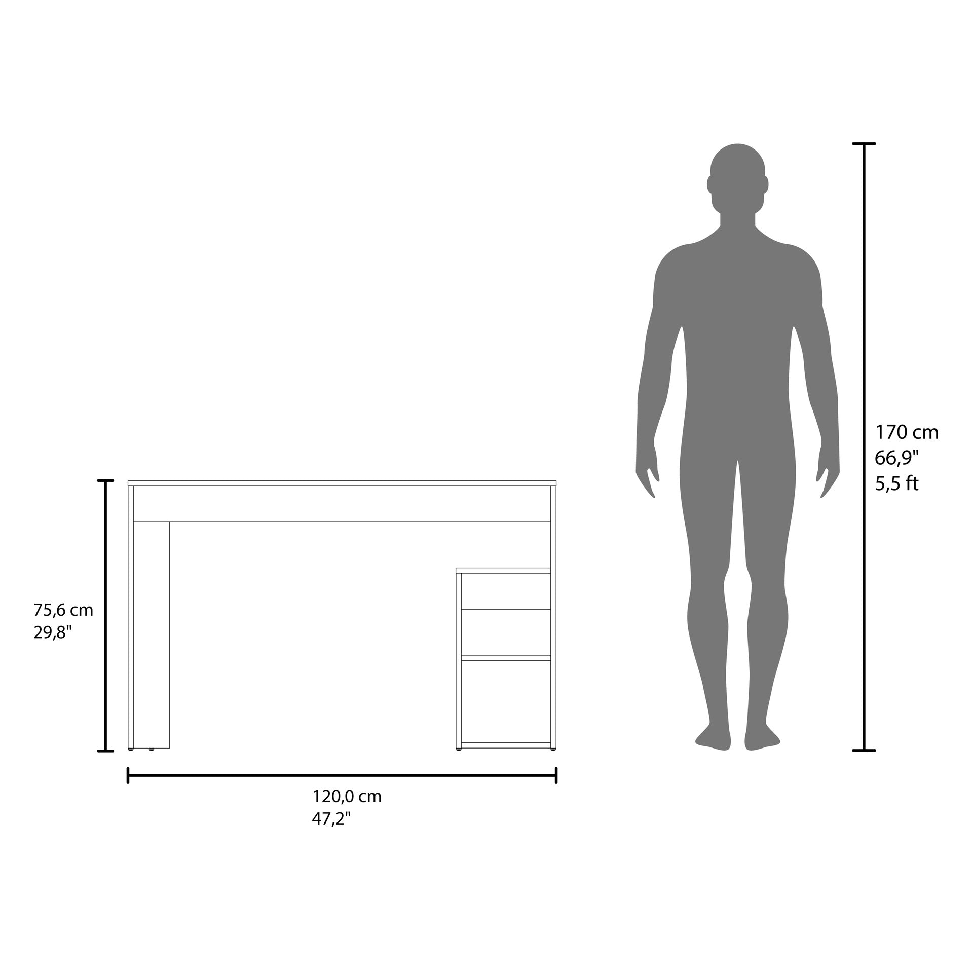 Solid Wide Writing Desk with 3 side Open Storage Shelves, Top Workspace, Freestanding Computer Desk for Home Office, Bedroom or Living Room