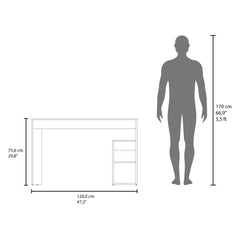 Solid Wide Writing Desk with 3 side Open Storage Shelves, Top Workspace, Freestanding Computer Desk for Home Office, Bedroom or Living Room