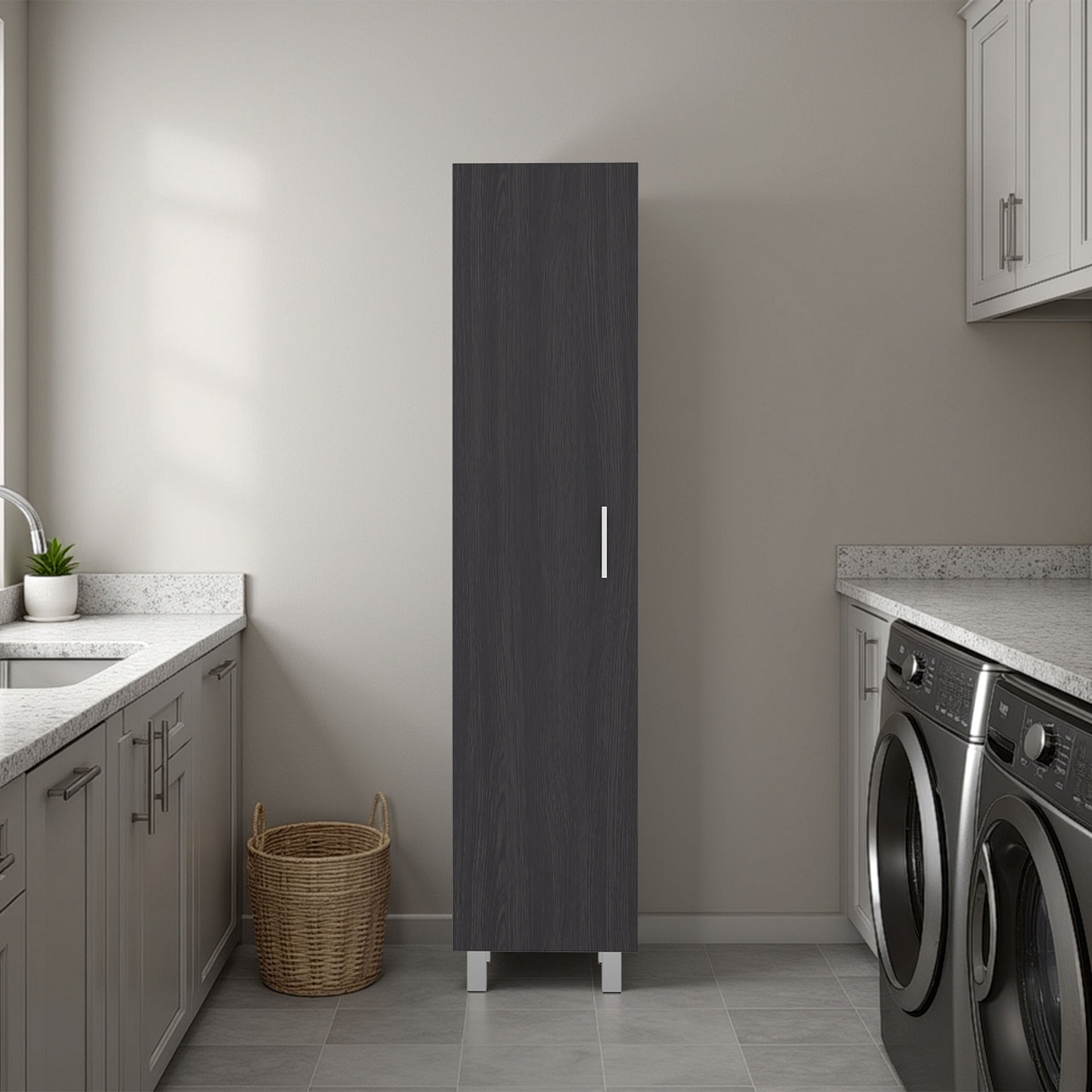 Vintro Freestanding Storage Cabinet with Internal Storage Shelves, Tall Single Door, 4 Interior Shelves, Metal Handle and Legs