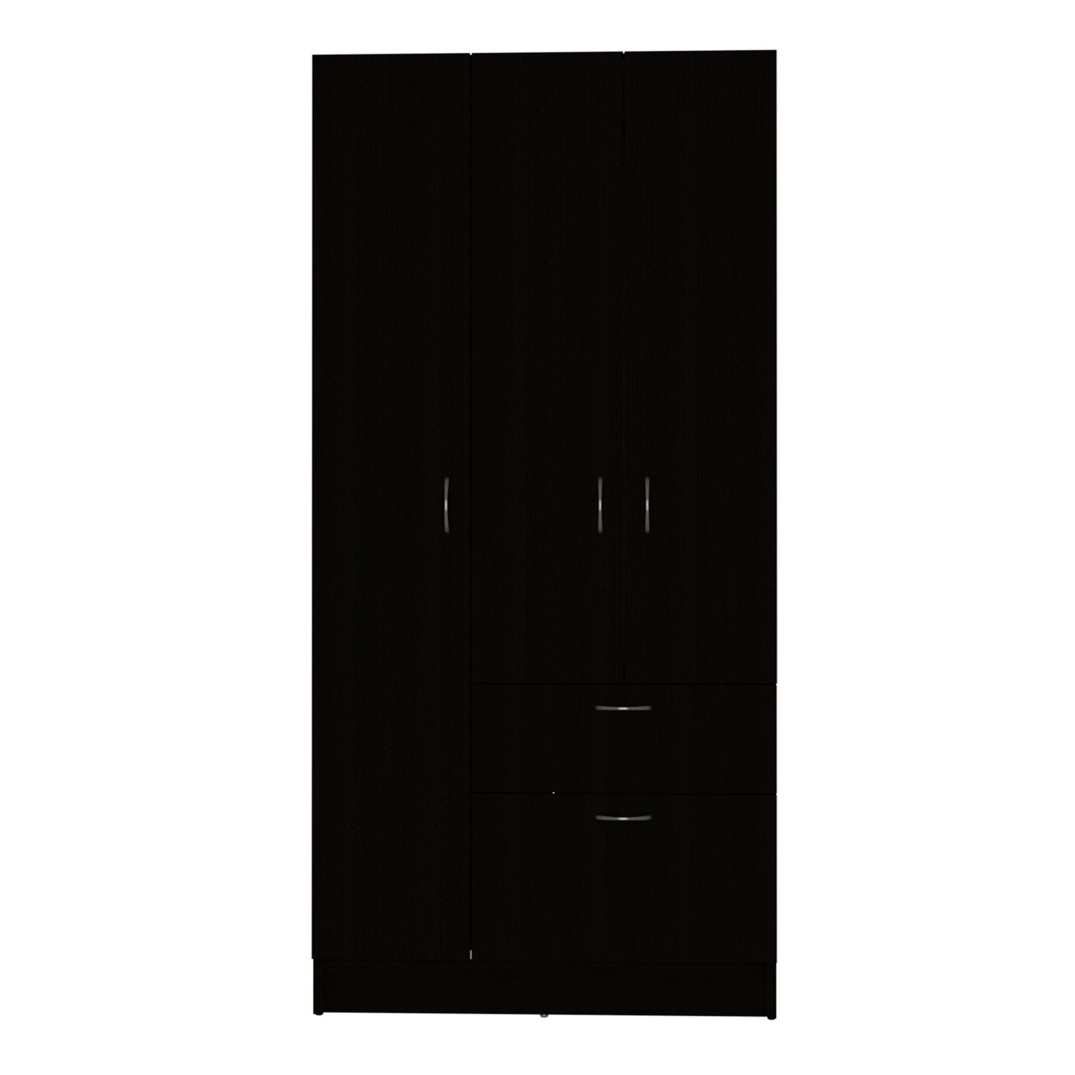 Primavera Armoire, Double Door Cabinets, One Drawer, Metal Rod, Five Shelves -Black / White
