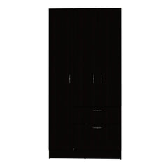 Primavera Armoire, Double Door Cabinets, One Drawer, Metal Rod, Five Shelves -Black / White