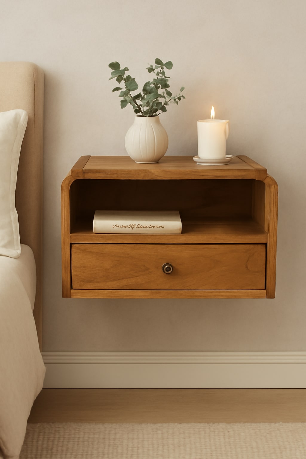Artisan Furniture Solid Wood Avora Wall-Mounted Bedside