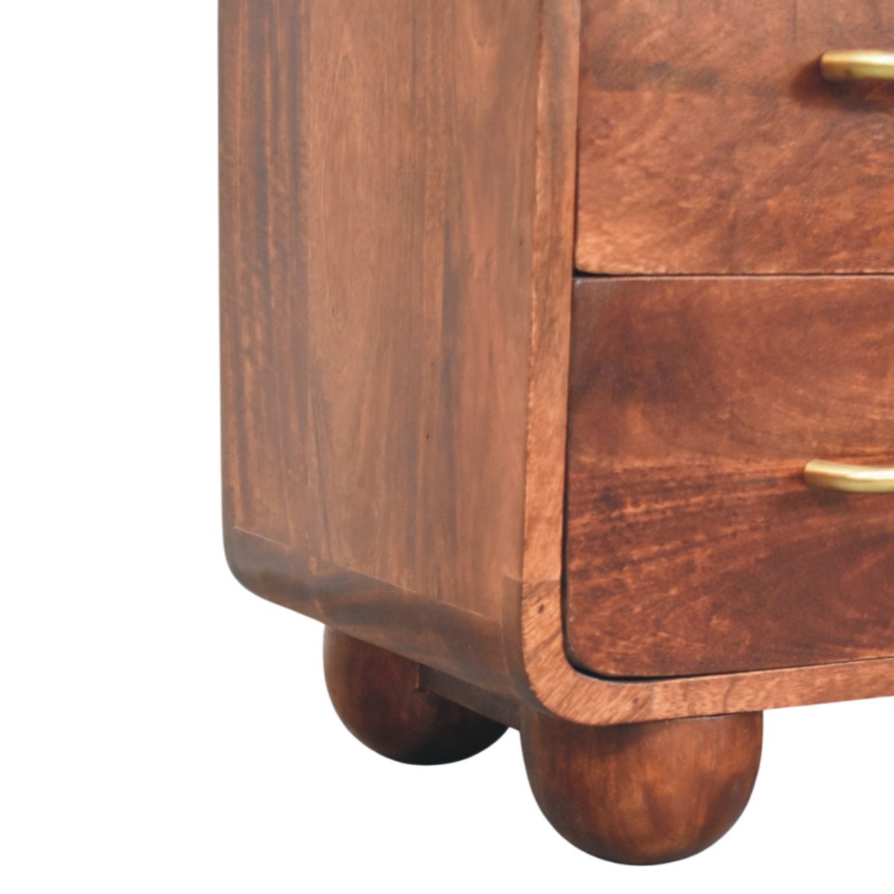 Solid Wood 3-Drawer Rounded Chest,Brown