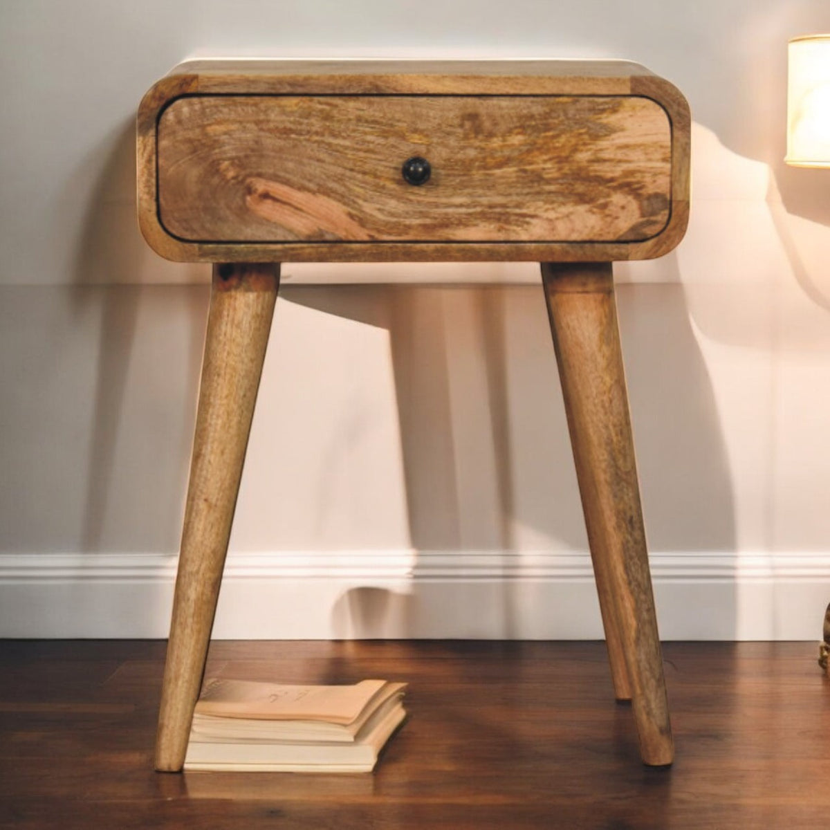 Solid Wood Avora Nightstand with 1-Drawer, Oak-ish, Light Brown