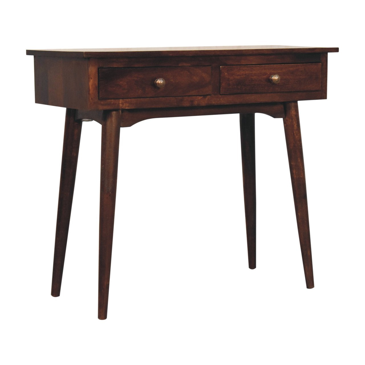 Solid Wood California Walnut Hallway 2-Drawer Console Table, Nordic Legs, Brown