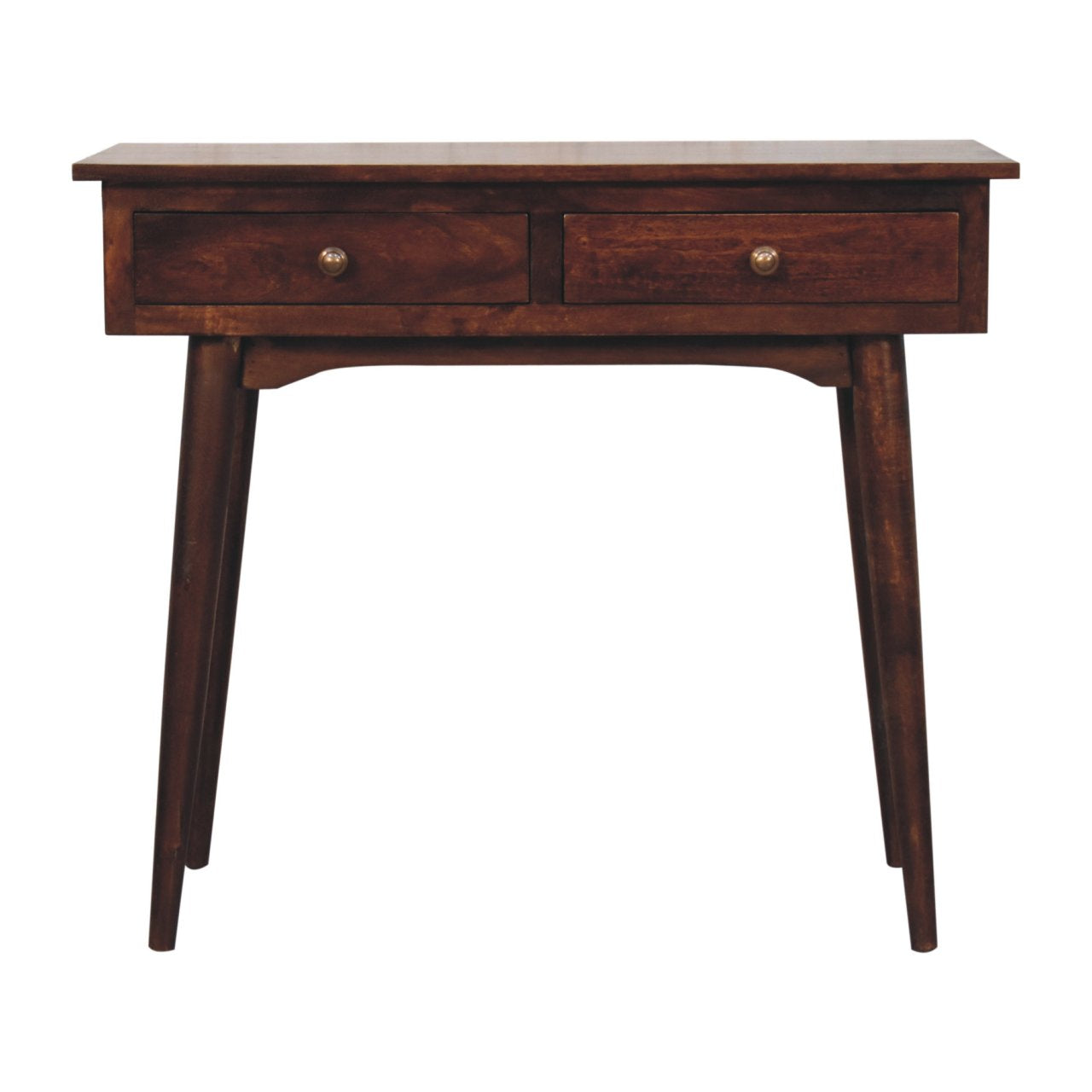 Solid Wood California Walnut Hallway 2-Drawer Console Table, Nordic Legs, Brown