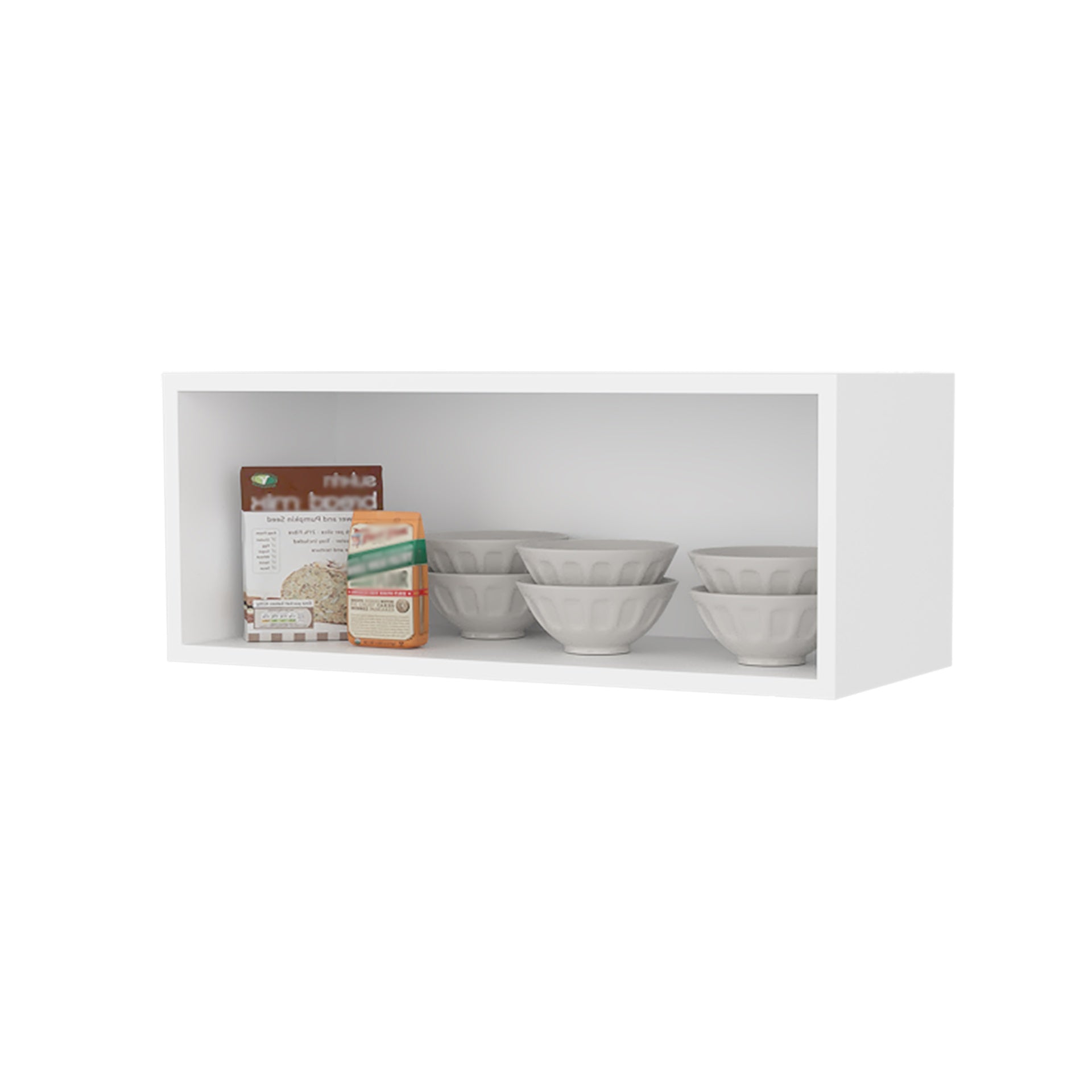 Hard Rock Wall Cabinet in Melamine with Open Storage, Black