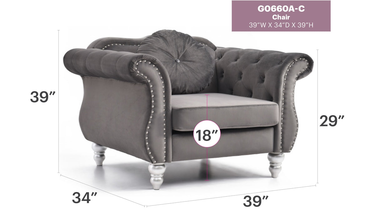 Stylish Dark Gray Transitional Chair