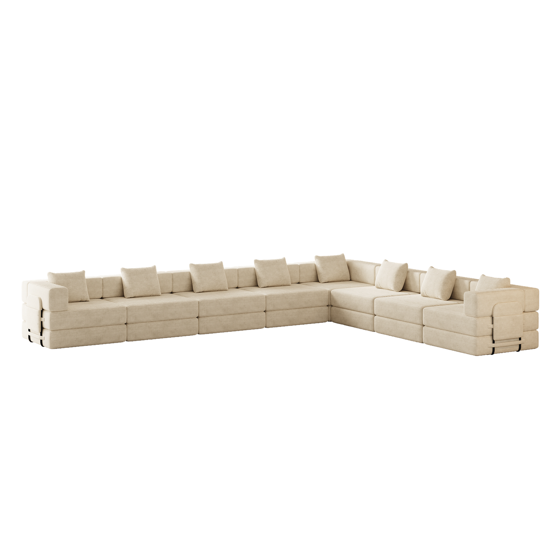 8 seater folding sofa bed, corduroy fabric sofa with side storage pockets and cushions, comfortable folding sofa bed for living room, bedroom and study, carpeted sofa.