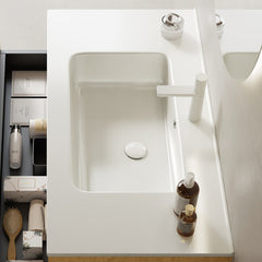 BRON 36" Bathroom Countertop with  White Ceramic Basin, NO Cabinet (90B)