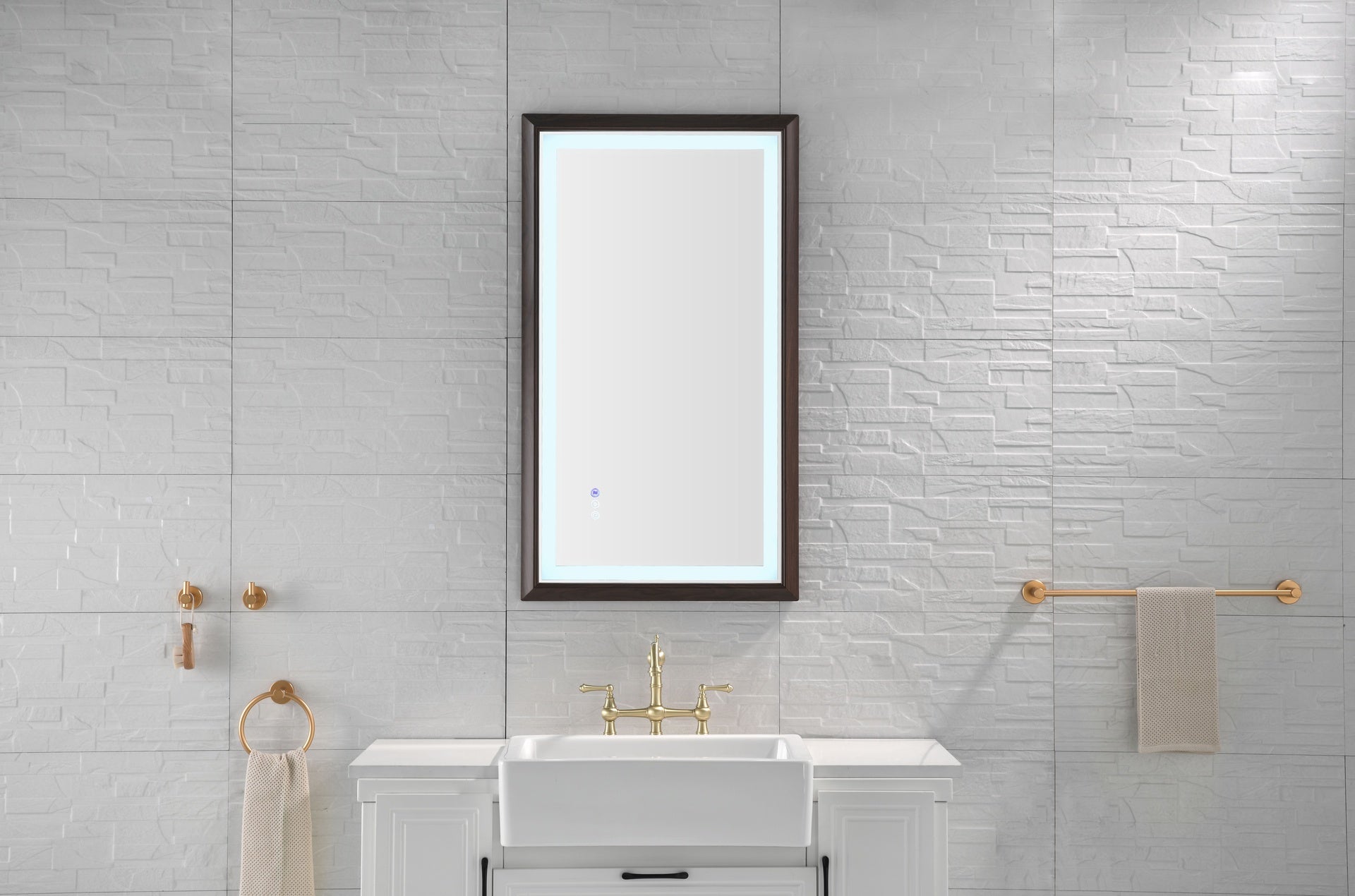 40 x 24 Inch LED Bathroom Mirror with Aluminum Frame, Wall Mounted Vanity Mirror, Anti-Fog, Memory, 3 Colors, Stepless Dimmable