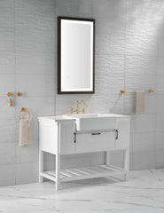 40 x 24 Inch LED Bathroom Mirror with Aluminum Frame, Wall Mounted Vanity Mirror, Anti-Fog, Memory, 3 Colors, Stepless Dimmable