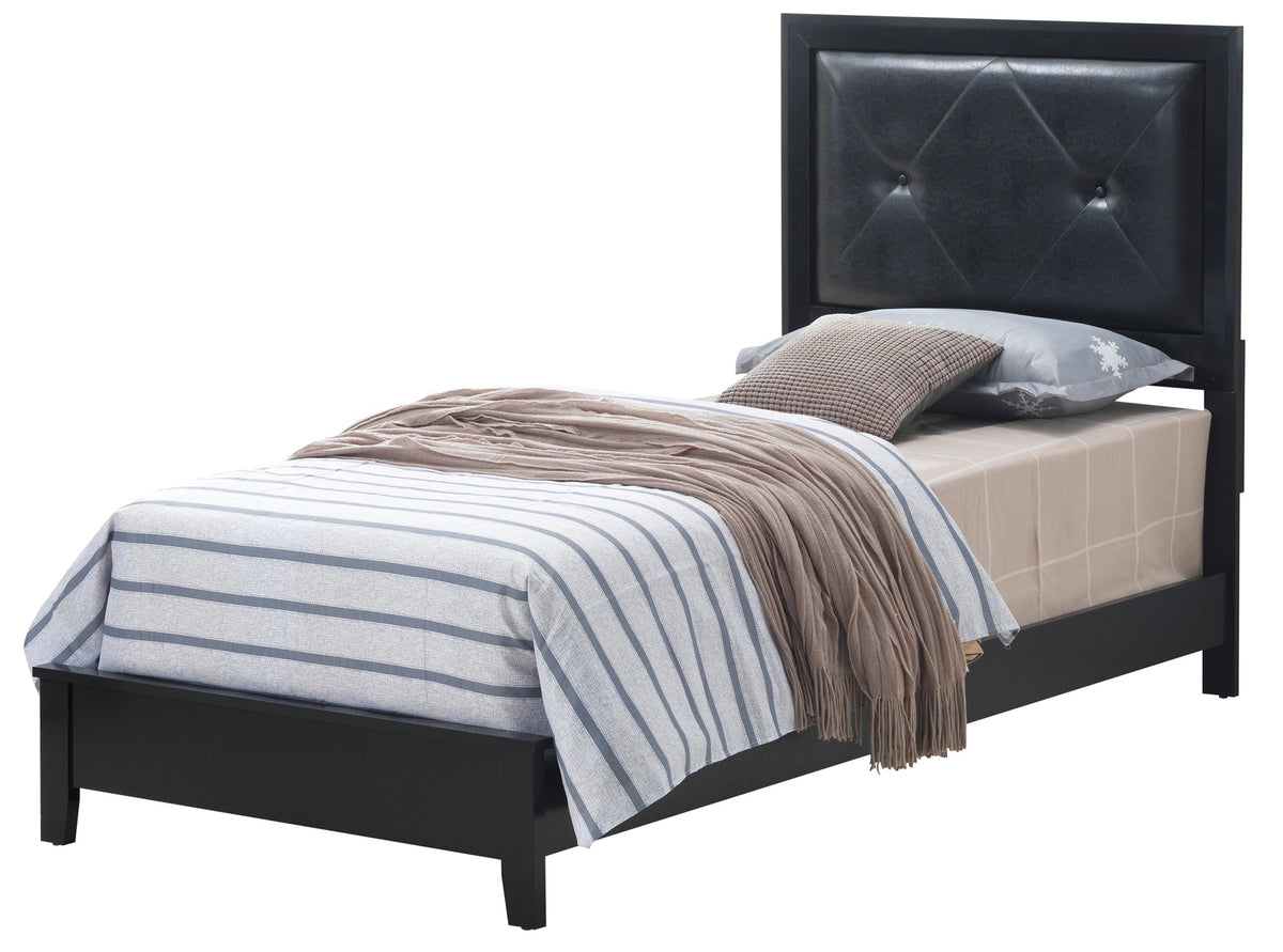 Chic Transitional Twin Bed In Black