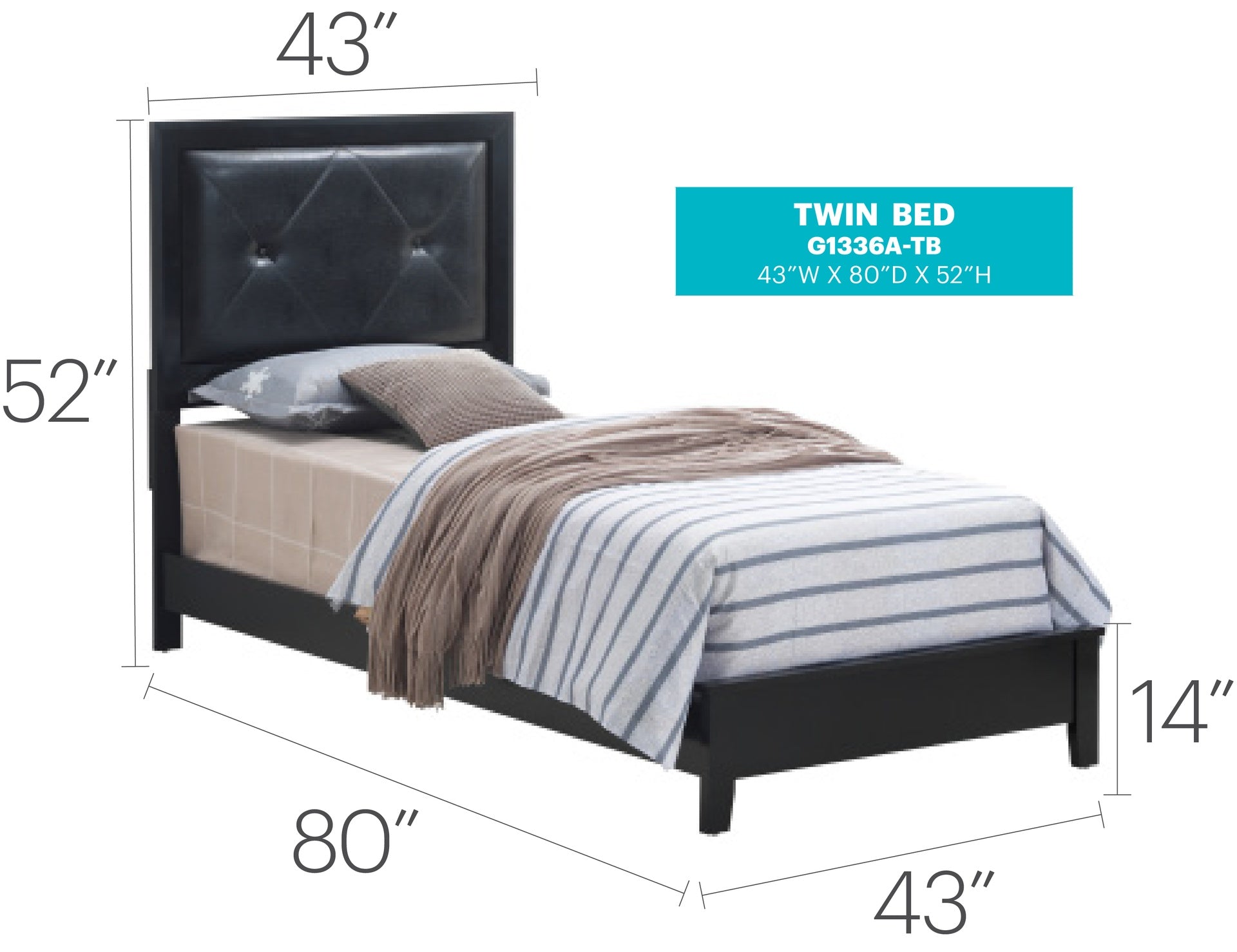Chic Transitional Twin Bed In Black