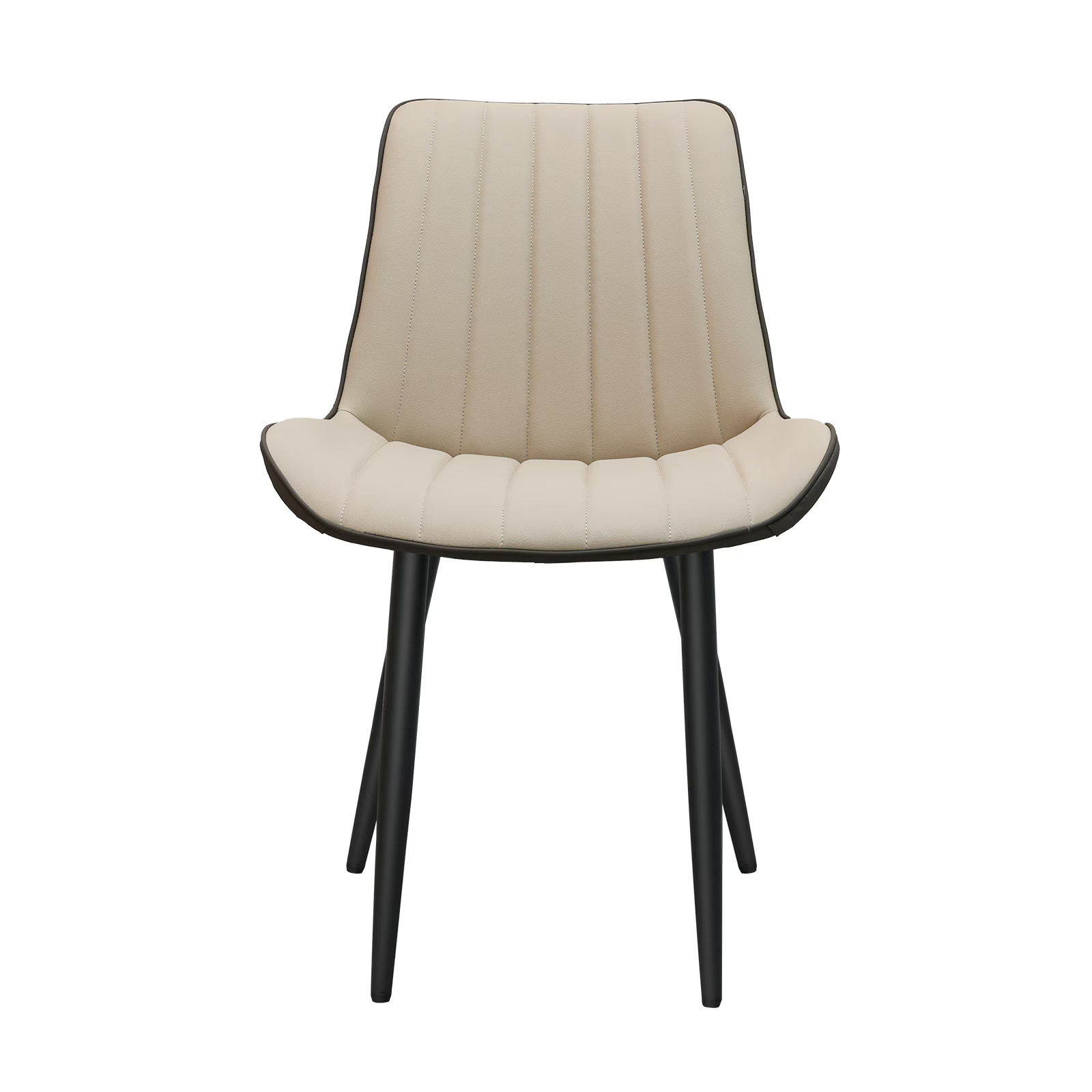 Khaki + Grey PU Leather Dining Chair with Metal Legs, Wave Pattern Upholstered Armless Chair Set of 4 for Kitchen, Restaurant, Living, Meeting Room