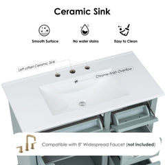 36" Bathroom Vanity Set with Ceramic Undermount Sink, 2 Tip-Out Drawers & Soft-Close Hinges, Modern Grey