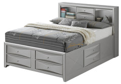Contemporary Silver Champagne King Storage Bed