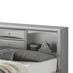 Contemporary Silver Champagne King Storage Bed