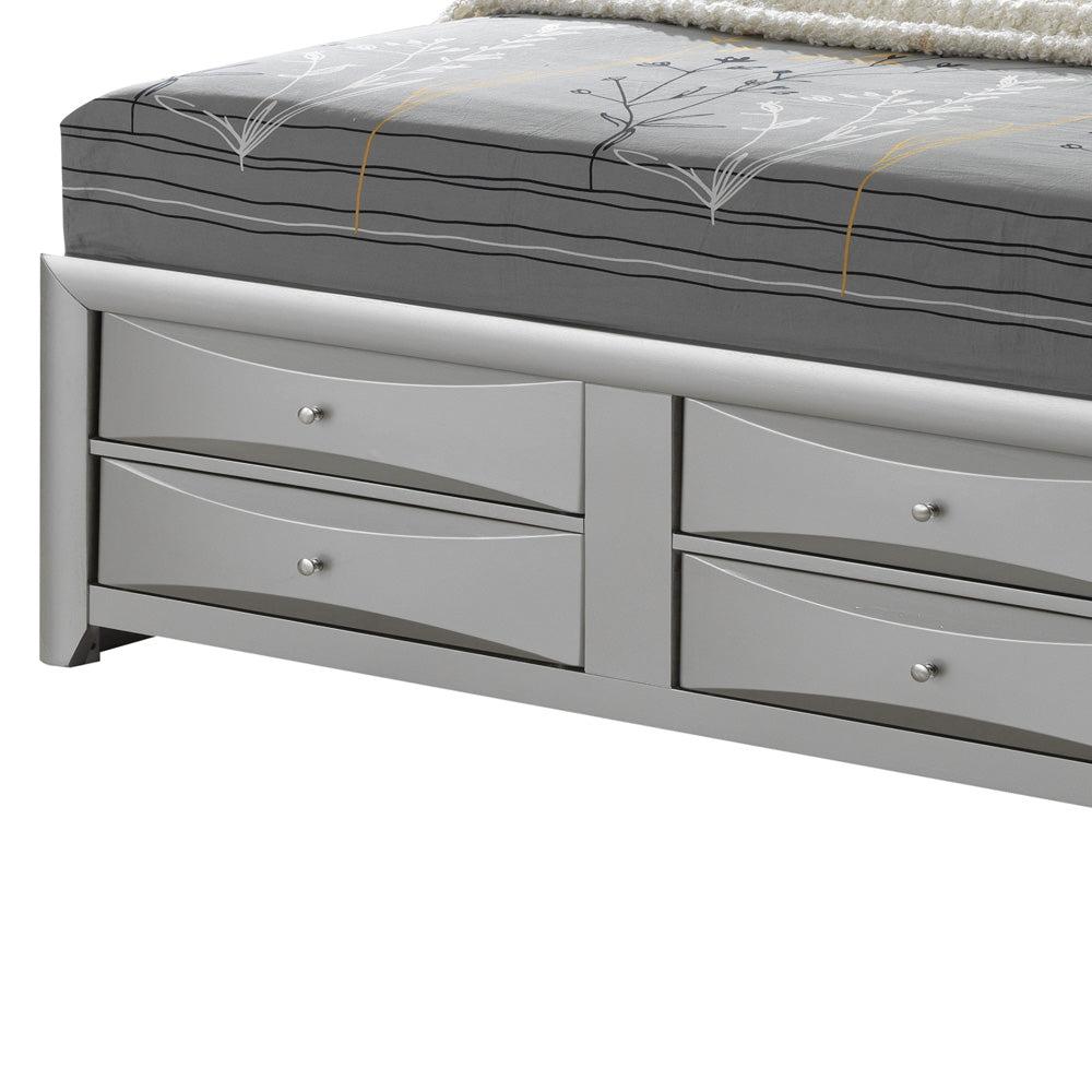 Contemporary Silver Champagne King Storage Bed