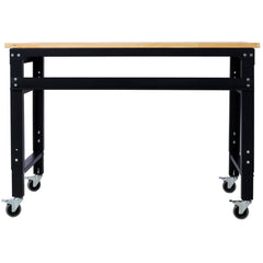 Workbench - 48" Wide Rolling Workbenches for Garage - Adjustable Height, Workshop Tool Bench, Metal with rubber Wood Top