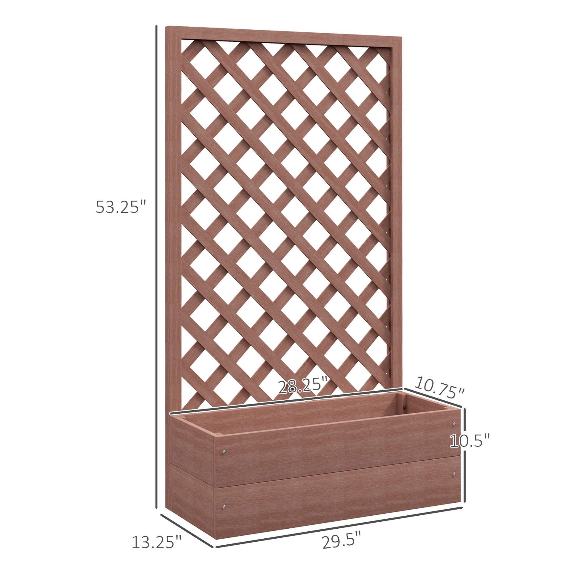 Wooden Garden Bed,Raised Garden Bed Planting Planter Box with Trellis and Drain Holes for Climbing Vine Plants