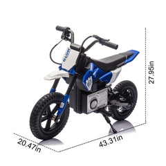 24V Kids Ride On Electric Toy Motocross Motorcycle,200W High Speed Hub Motor,Rear wheel shock absorber,Adjustable speed,LED breath lamp,Bluetooth,Music,Speeds 3.11-9.32MPH For Kids Aged 5-12