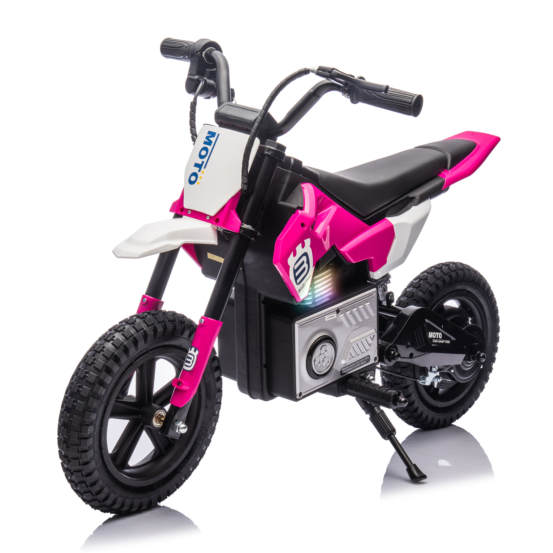 24V Kids Ride On Electric Toy Motocross Motorcycle,200W High Speed Hub Motor,Rear wheel shock absorber,Adjustable speed,LED breath lamp,Bluetooth,Music,Speeds 3.11-9.32MPH For Kids Aged 5-12