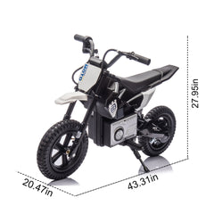 24V Kids Ride On Electric Toy Motocross Motorcycle,200W High Speed Hub Motor,Rear wheel shock absorber,Adjustable speed,LED breath lamp,Bluetooth,Music,Speeds 3.11-9.32MPH For Kids Aged 5-12