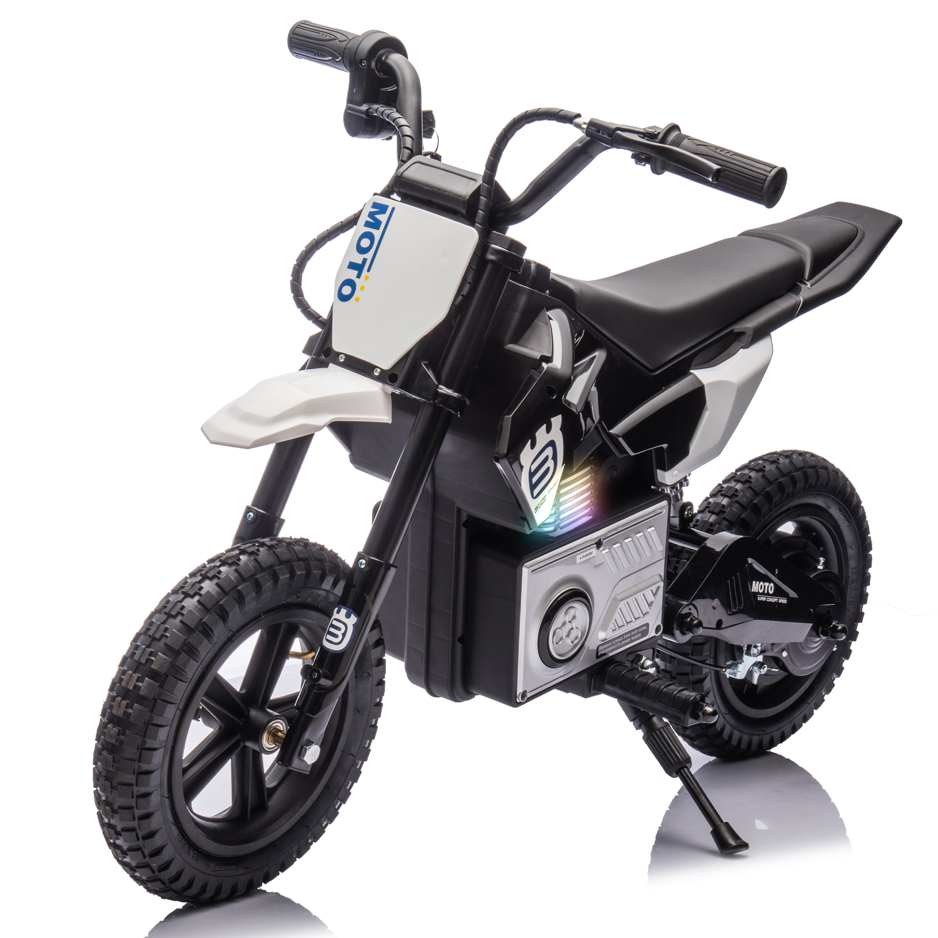 24V Kids Ride On Electric Toy Motocross Motorcycle,200W High Speed Hub Motor,Rear wheel shock absorber,Adjustable speed,LED breath lamp,Bluetooth,Music,Speeds 3.11-9.32MPH For Kids Aged 5-12